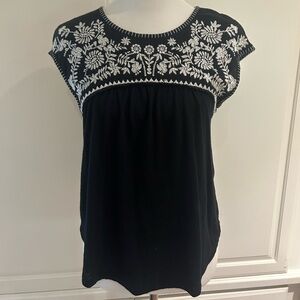 Holster BoHo Black Embroidered Top